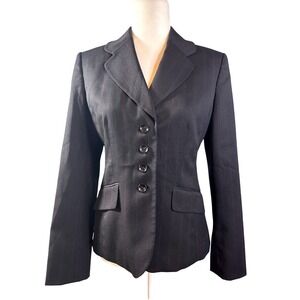 ANN TAYLOR Women's Black Pinstripe Blazer Suit Jacket Career Office Size 2